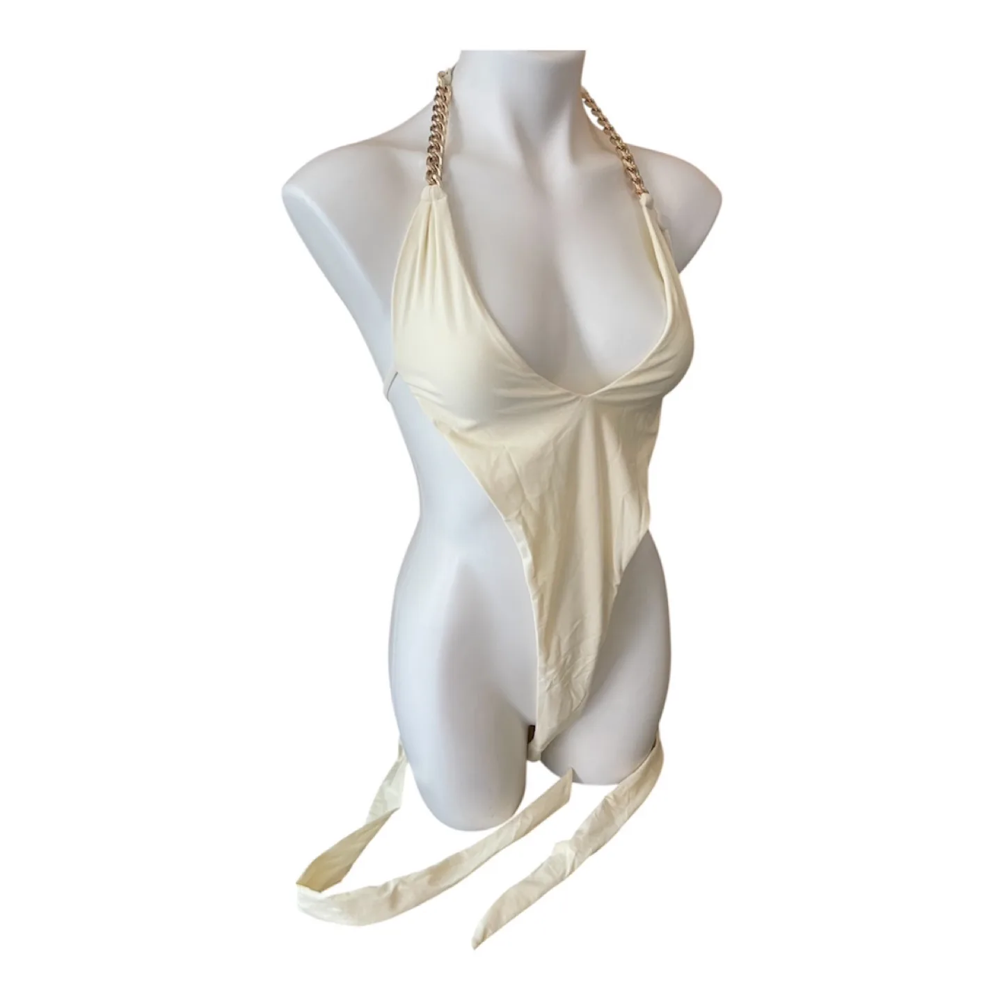 NWT White Monokini Cut Out Swimsuit Medium image indicator(8)