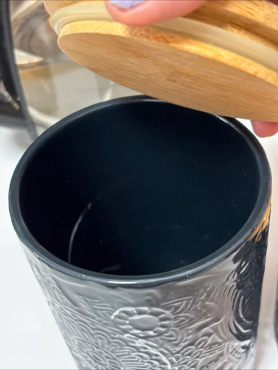 Grey Ceramic Canister Set with Bamboo Lids image indicator(2)