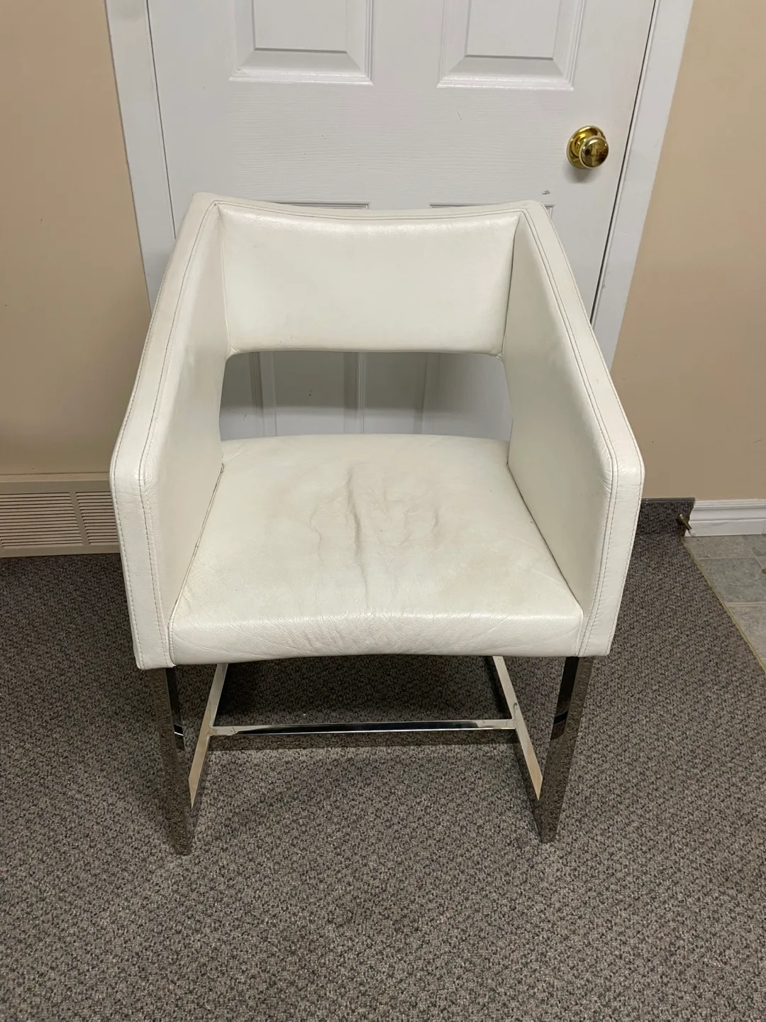 White Faux Leather Chair thumbnail