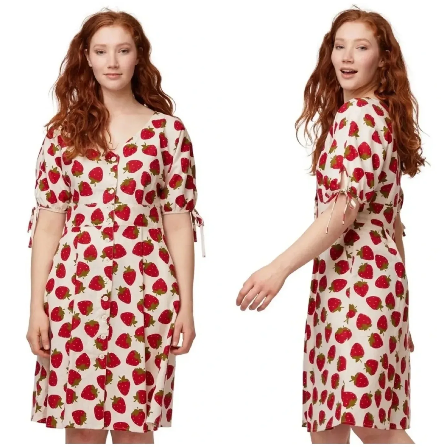 Princess Highway Strawberry Linen Dress (Size 8/M) thumbnail