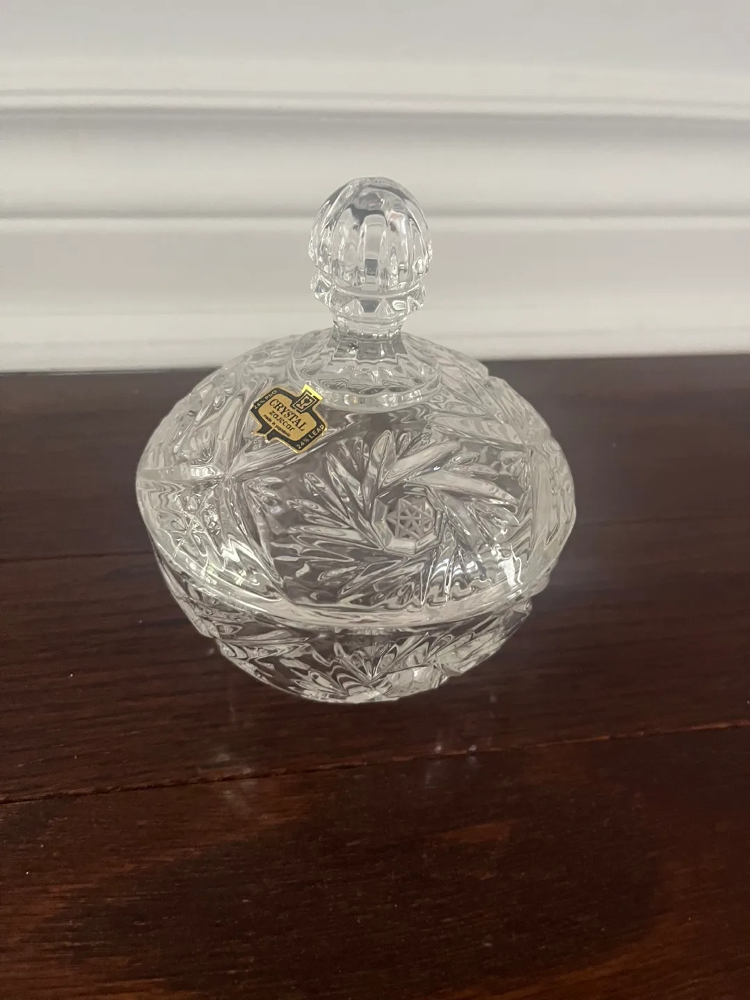 Crystal clear candy dish with lid thumbnail