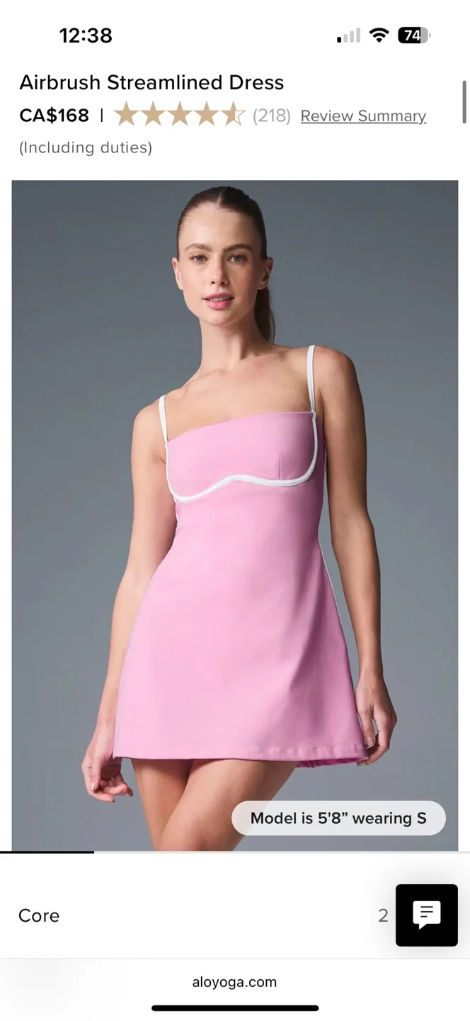 ALO Sweet Pink Airbrush Streamlined Dress thumbnail