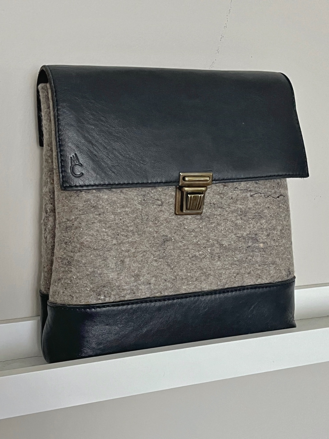 Wool Felt & Leather cross body bag