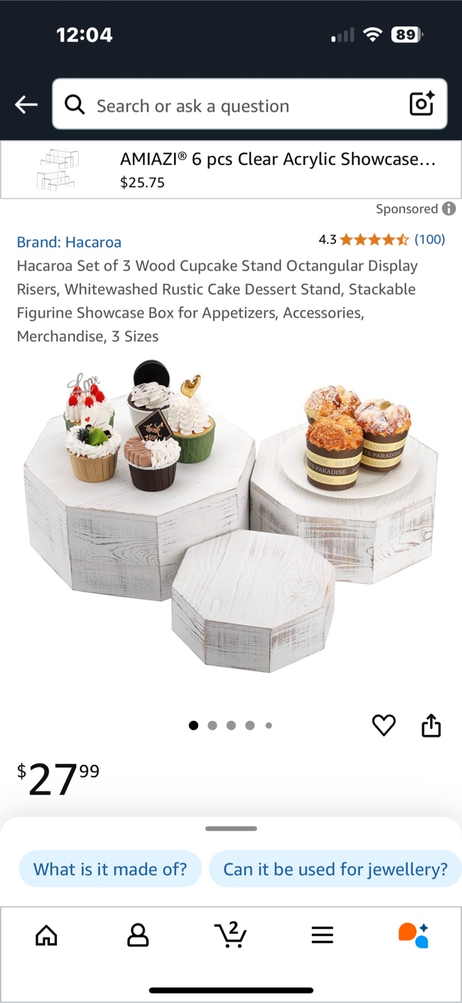 Hacaroa Set of 3 Wood Cupcake Stands