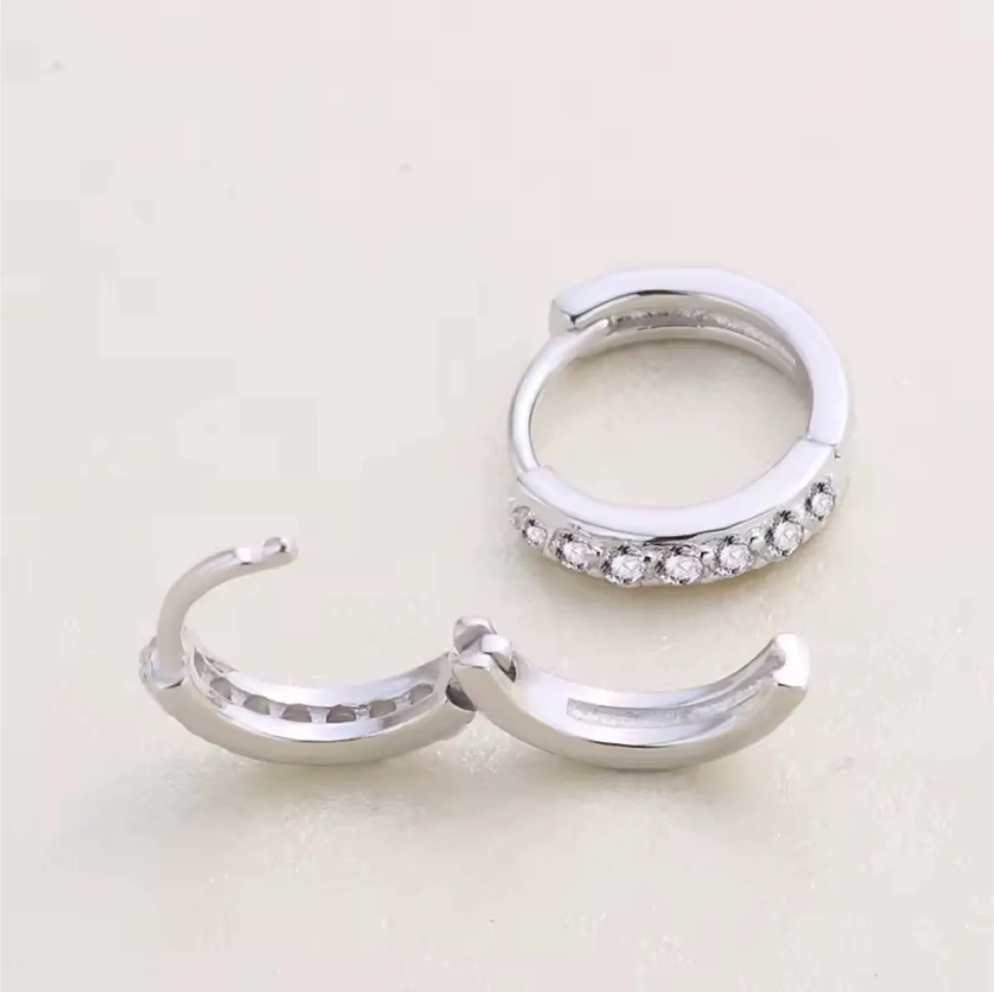 Silver Hoop Earrings with Zirconia S925 thumbnail