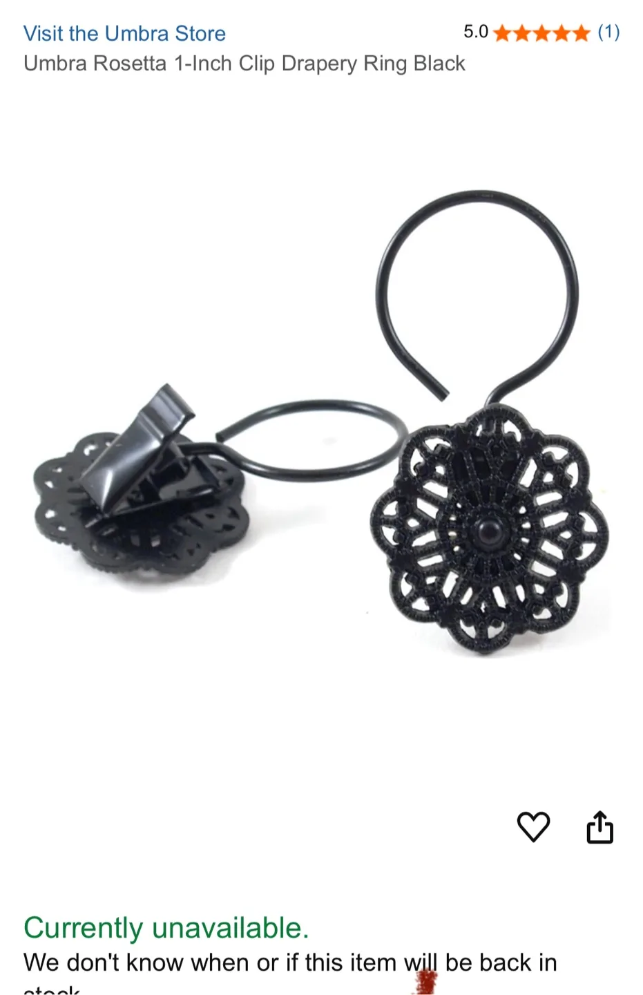 Umbra Rosetta Drapery Clip Rings - 7 pcs NEW image indicator(3)