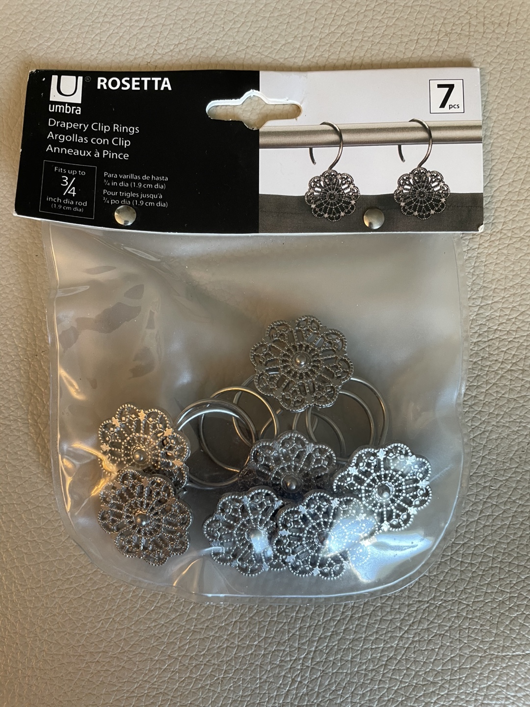 Umbra Rosetta Drapery Clip Rings - 7 pcs NEW