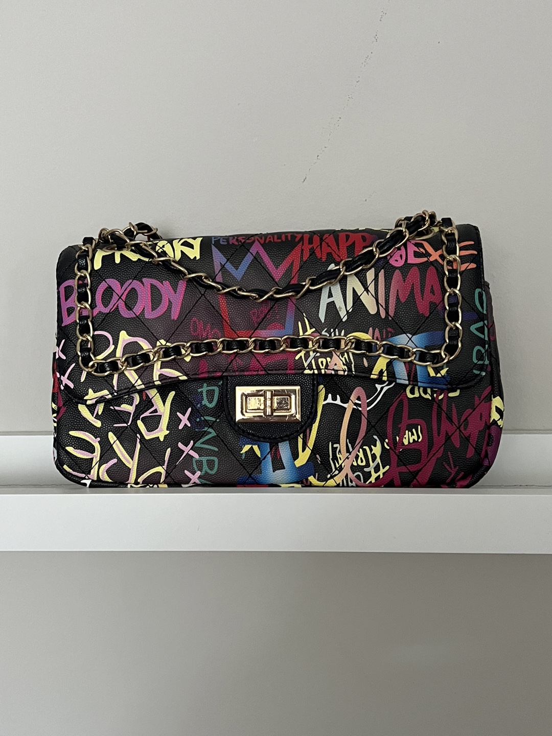 Graffiti Print Shoulder Bag