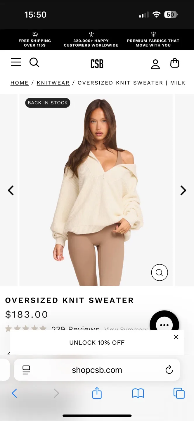 CSB Oversized Knit Sweater - Milk (New) thumbnail