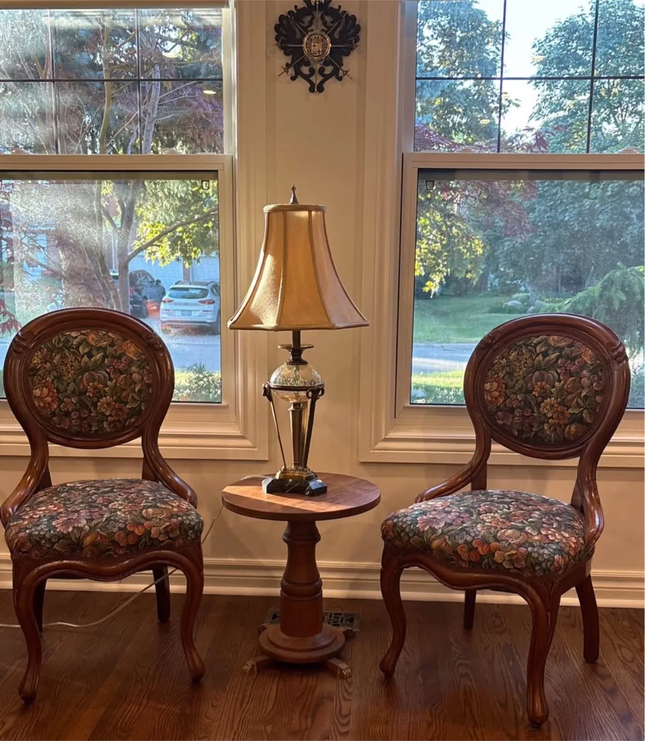 Antique Floral Upholstered Chairs - Set of 2 thumbnail