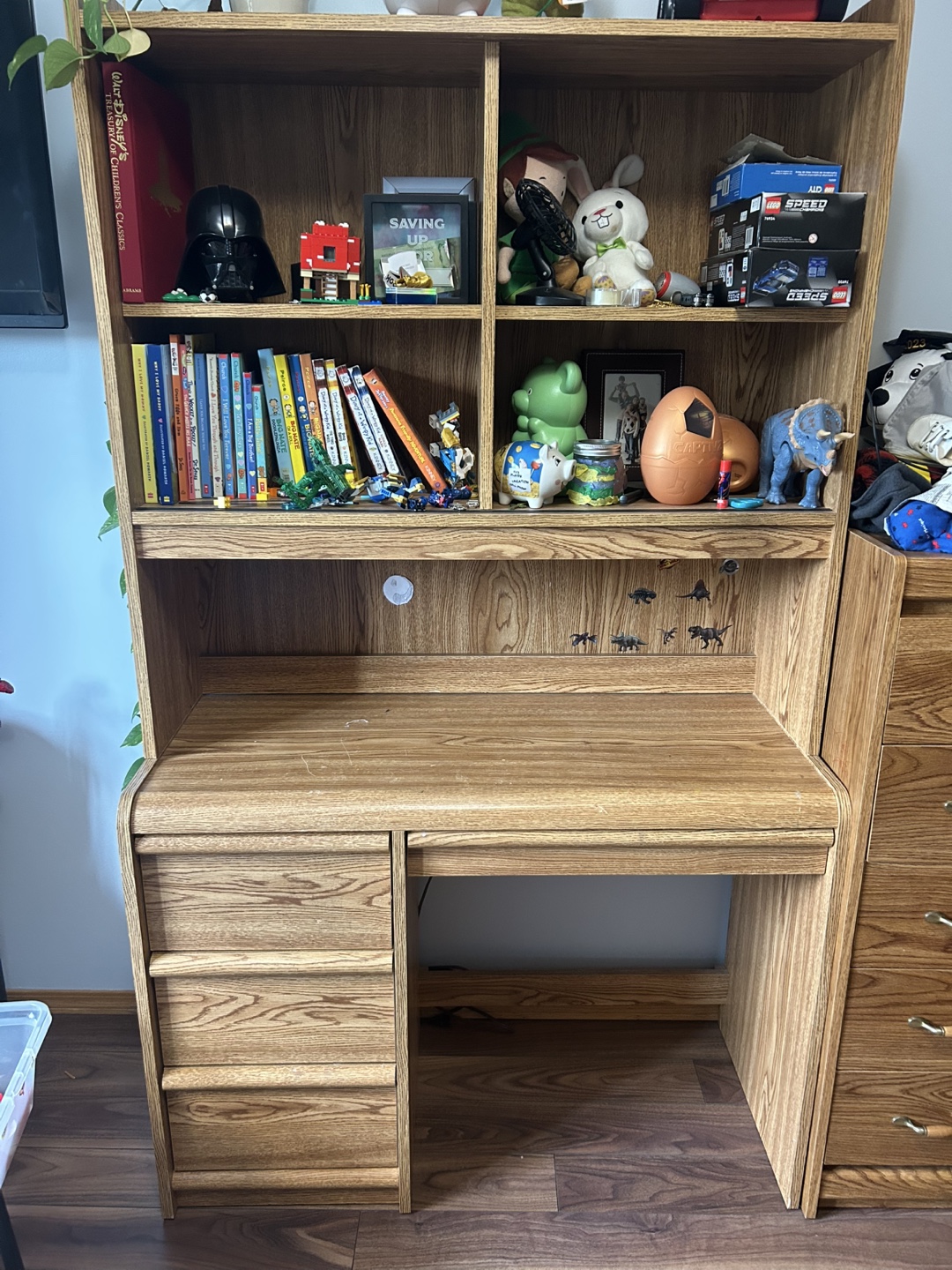 Wooden Single Bed Frame with Storage & Desk Hutch - photo 4