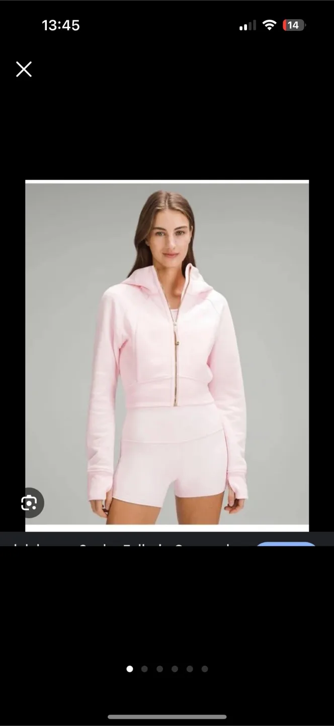 Lululemon Scuba Cropped Hoodie - Strawberry Milkshake and Gold thumbnail