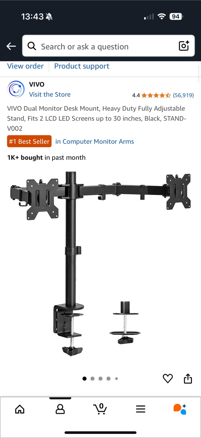 VIVO STAND-V002 Dual Monitor Desk Mount