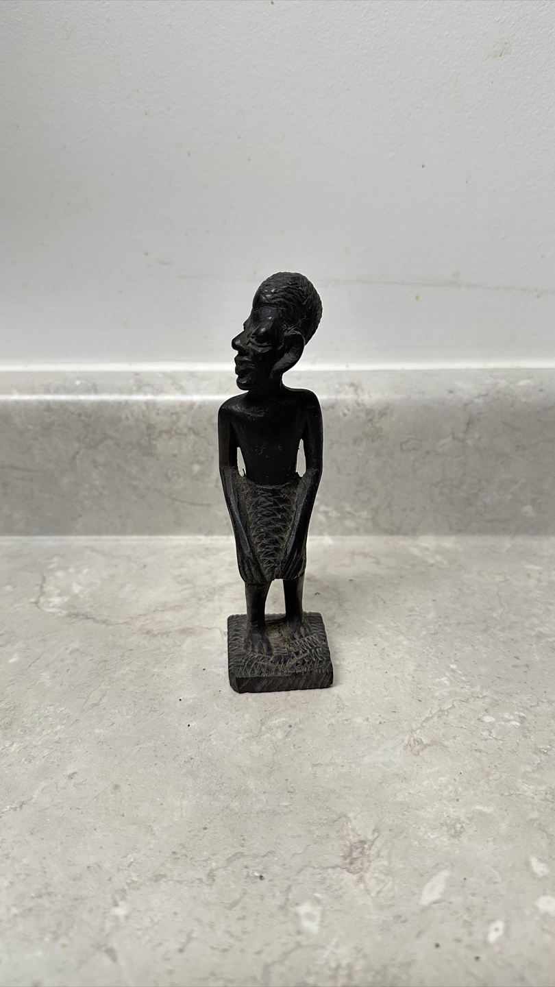 Unique miniature Black Wood Figurine - Folk Art / Decor Piece
