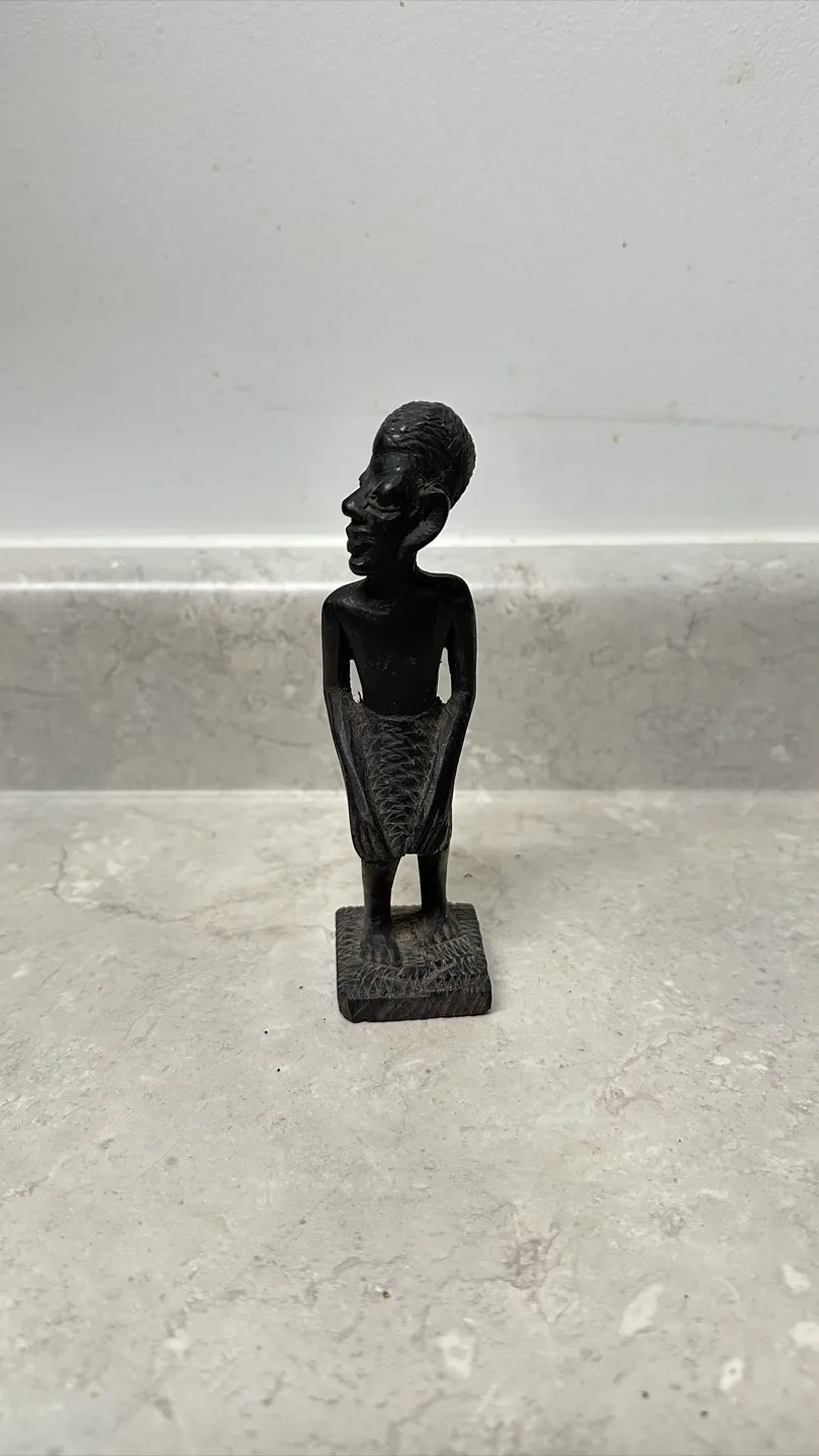 Unique miniature Black Wood Figurine - Folk Art / Decor Piece thumbnail
