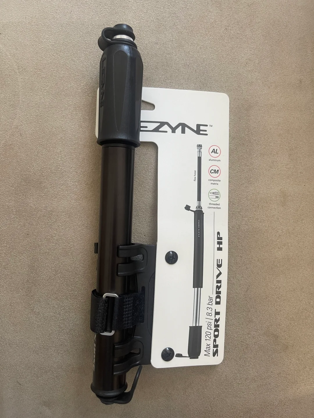 Lezyne Sport Drive HP Mini Bike Pump - Black thumbnail