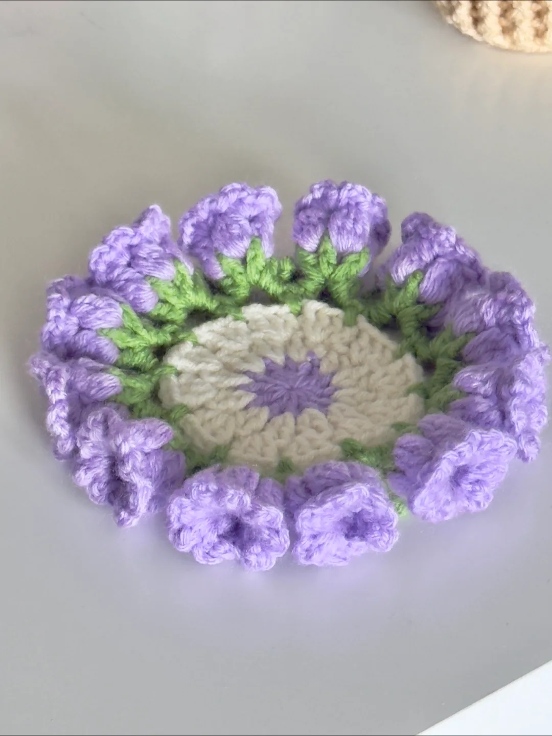 Handmade Crocheted Flower Pot and Coaster Set thumbnail