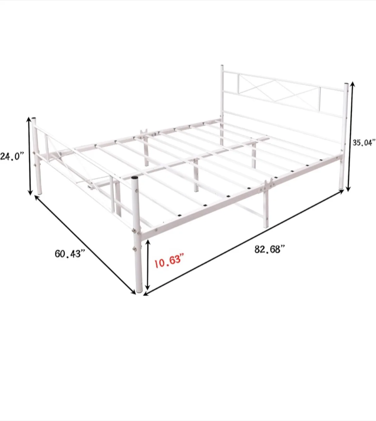 White Metal Bed Frame - Queen Size thumbnail