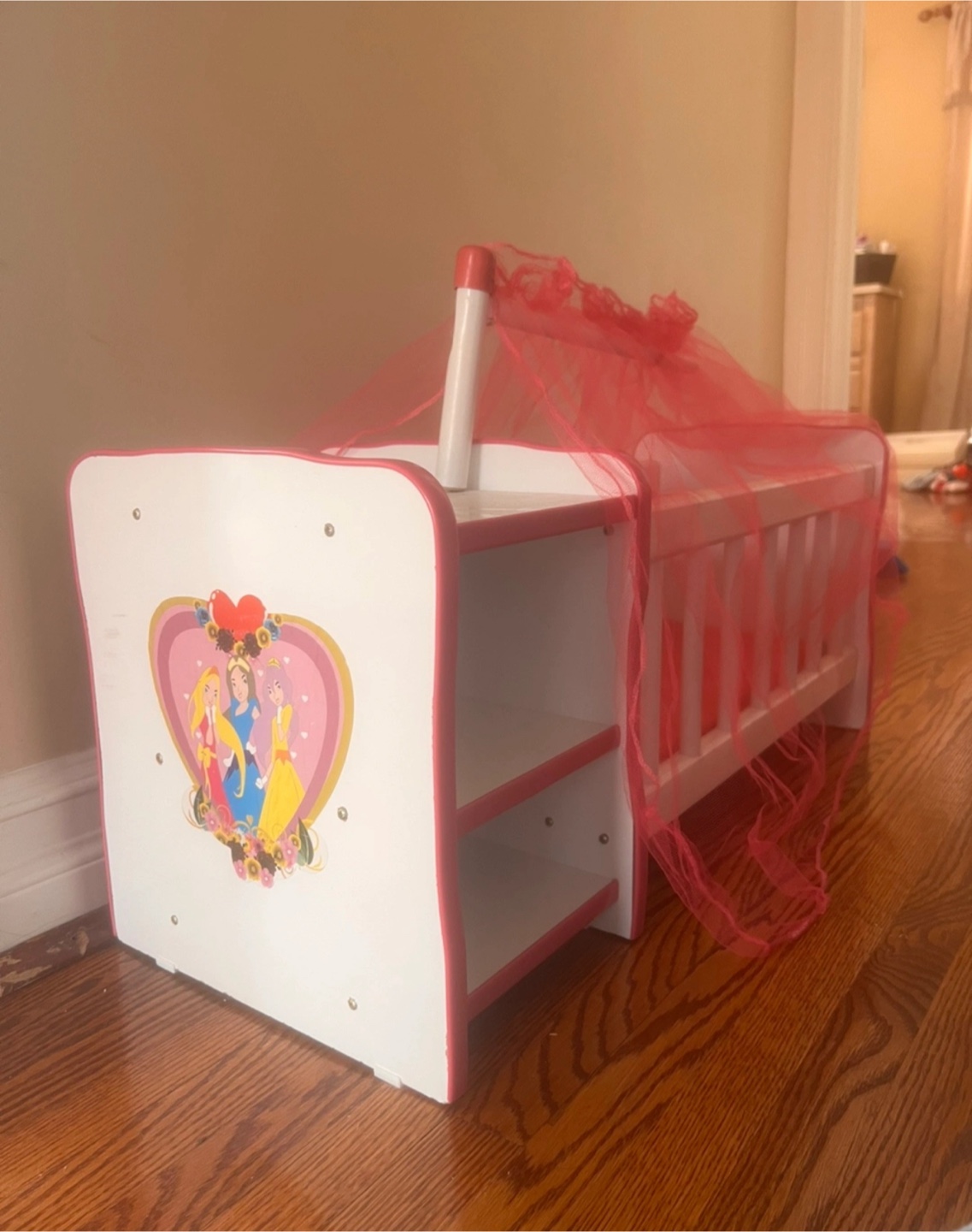 Doll Crib/Bed with Shelves & Net - photo 3