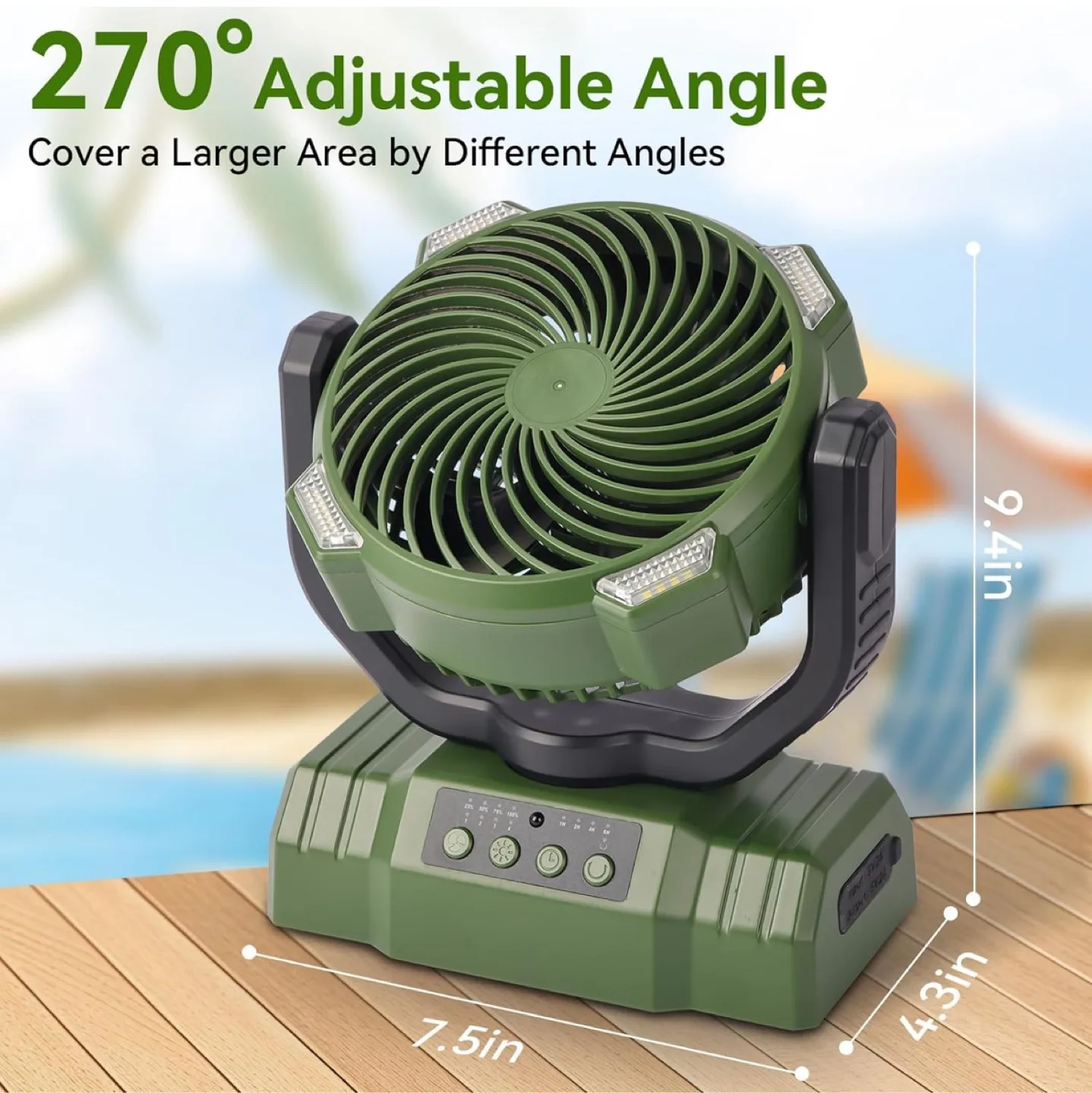 Portable Camping Fan with Remote - Green thumbnail