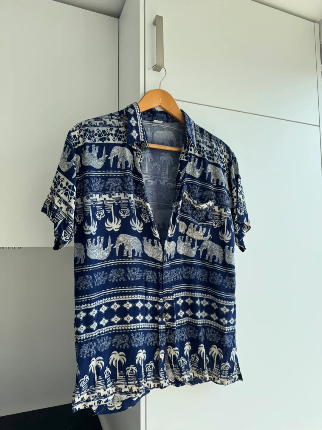 💙 Patterned Short Sleeve Button-Up Shirt - Bought in Thailand thumbnail
