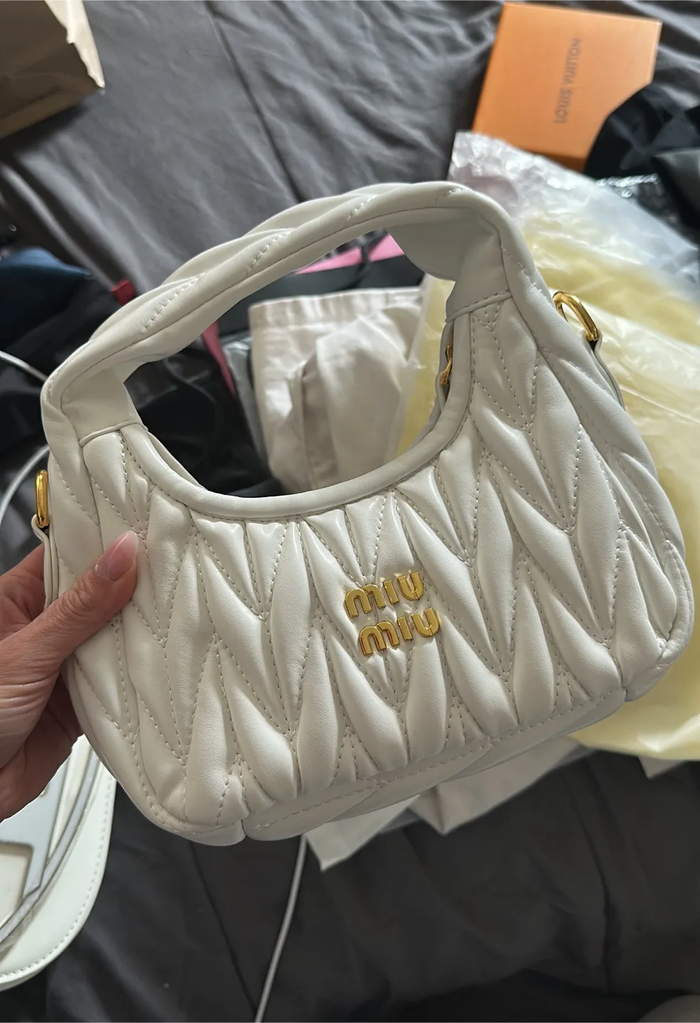 White Quilted Leather Mini Bag thumbnail
