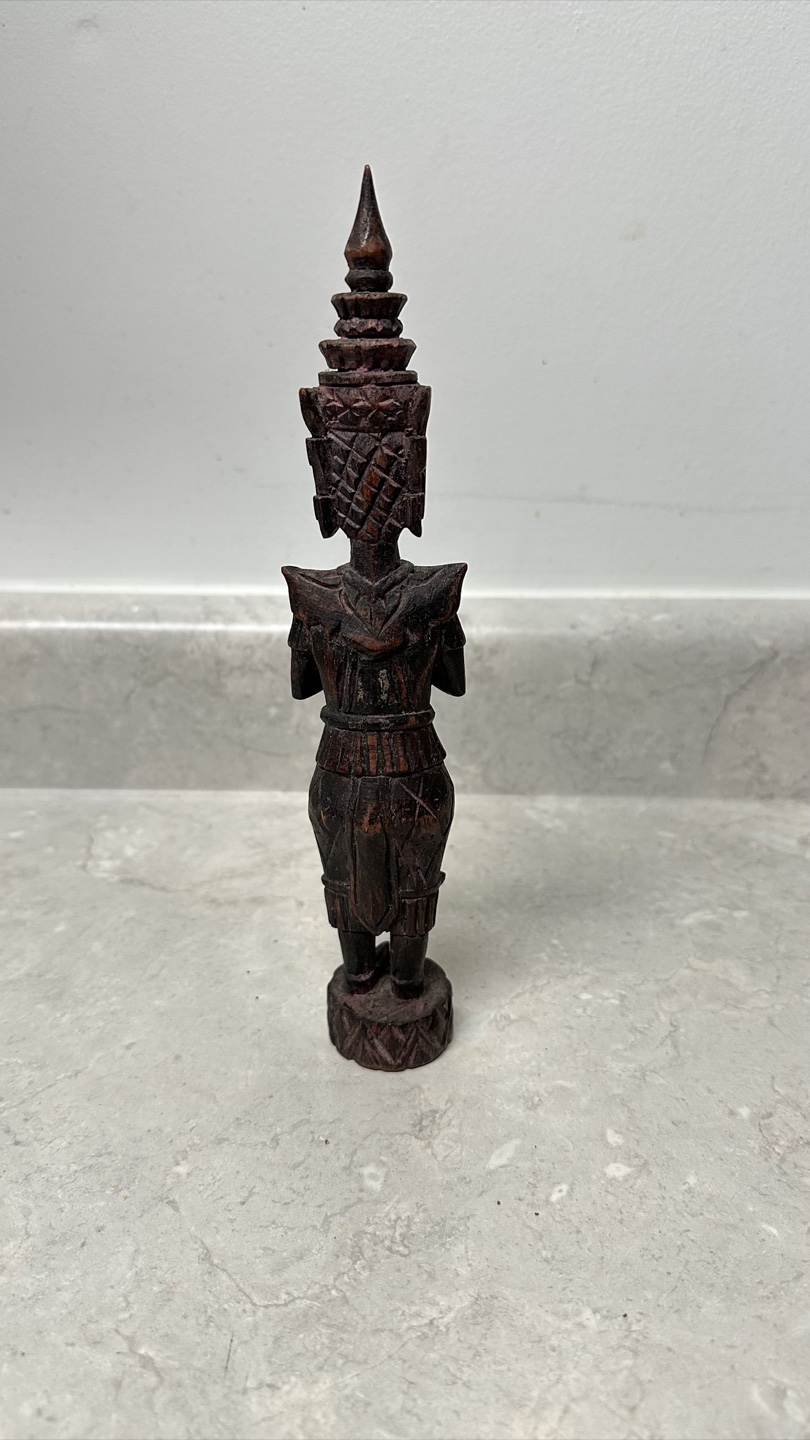 miniature Thai/Cambodian Style Wooden Statue - Spiritual Decor - photo 3
