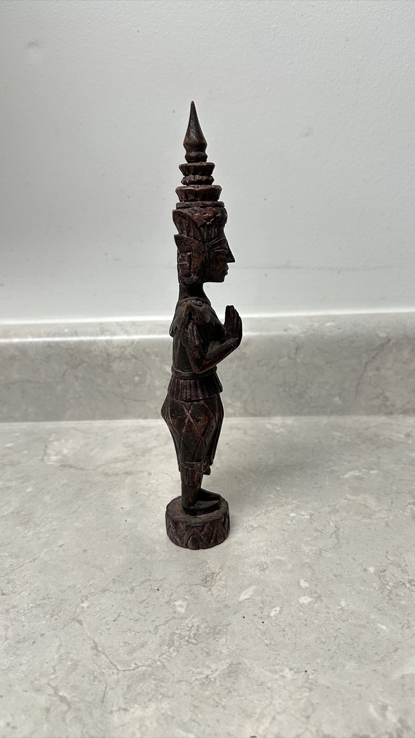 miniature Thai/Cambodian Style Wooden Statue - Spiritual Decor - photo 2