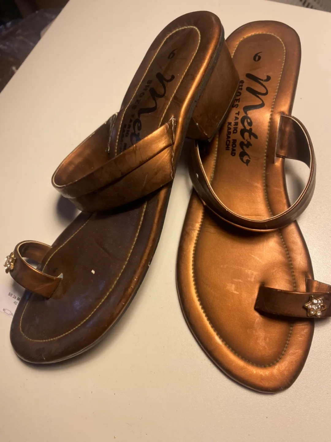Metro Bronze Thong Sandals - Size 6 thumbnail