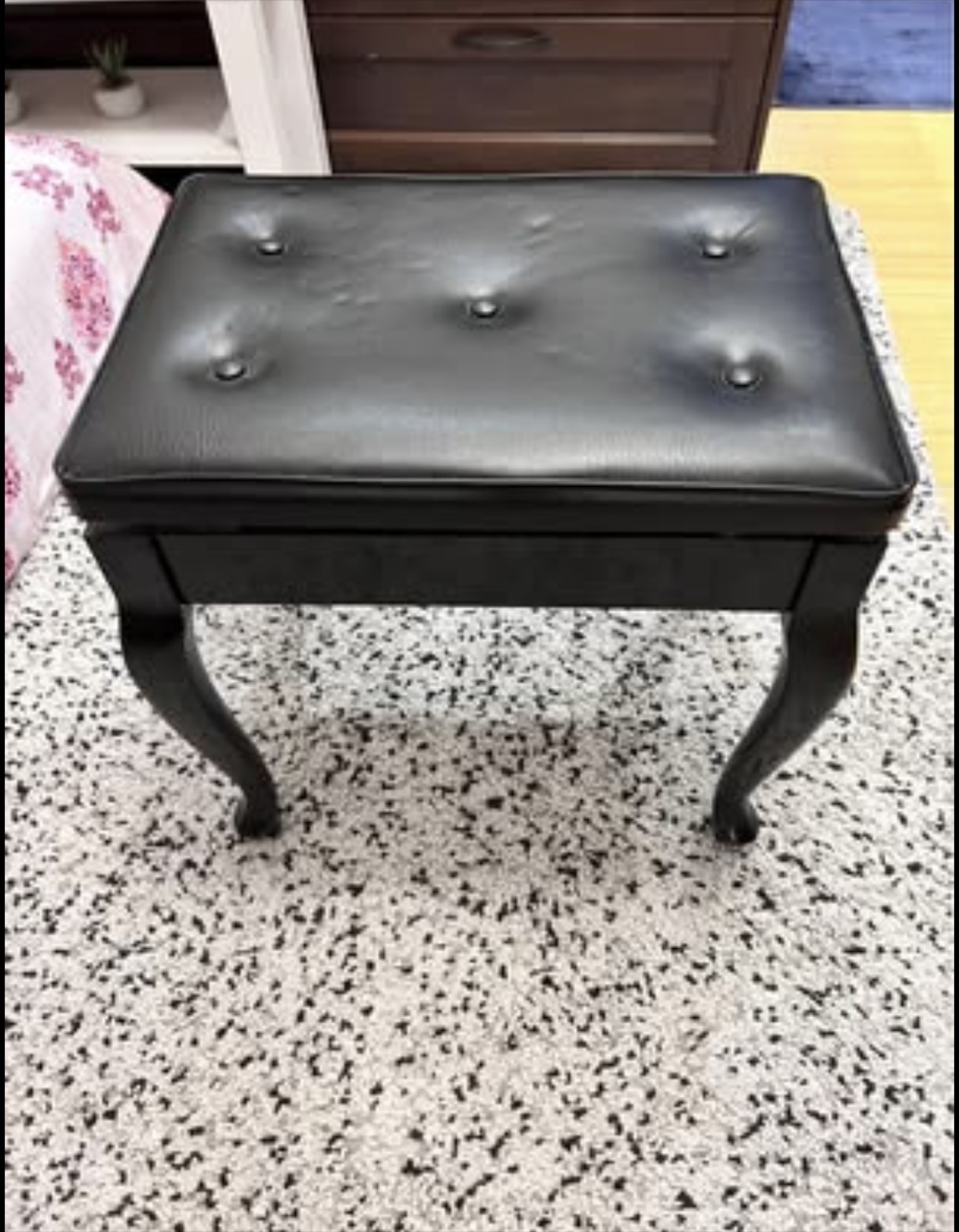 Black Bench with Leather Seat