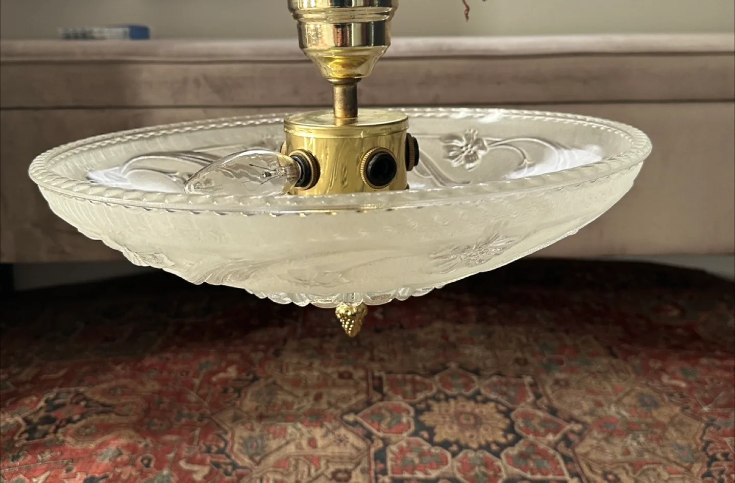 Vintage Floral Glass Ceiling Light Fixture thumbnail