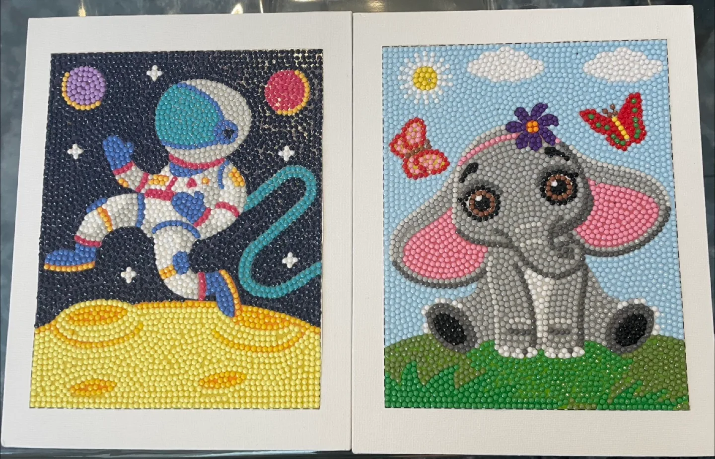 Two Diamond Art Canvases - Astronaut & Elephant thumbnail