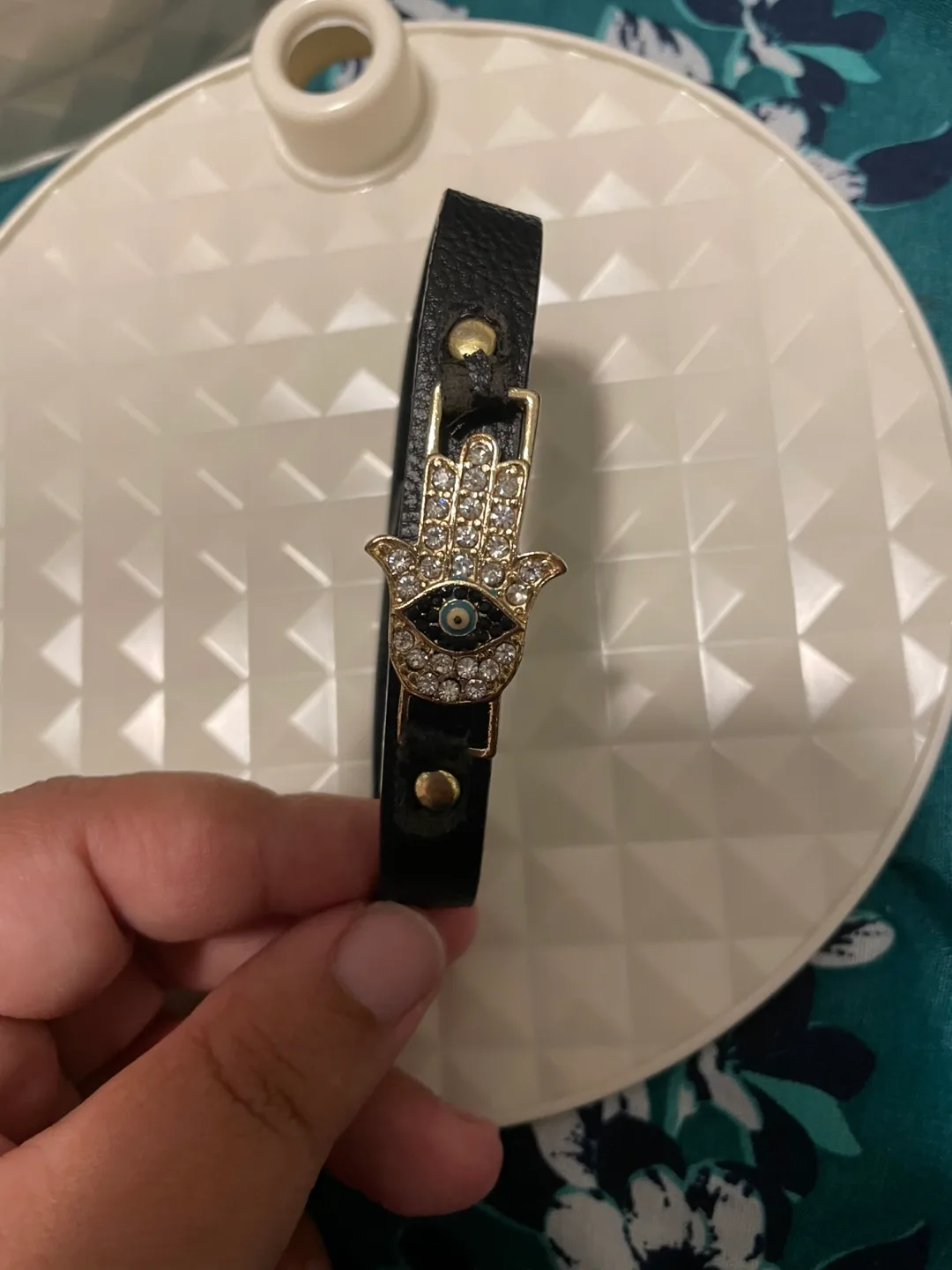Black Hamsa Hand Bracelet thumbnail