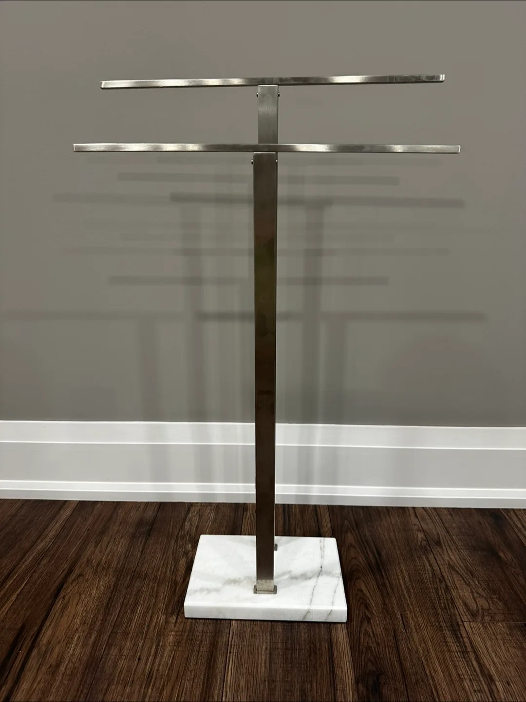 Modern Towel Rack - Silver & Marble thumbnail