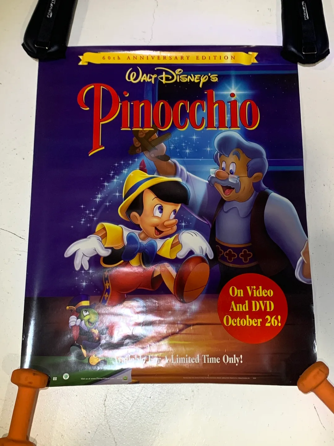 Vintage 1999 Disney Pinocchio Poster 60th Anniversary thumbnail