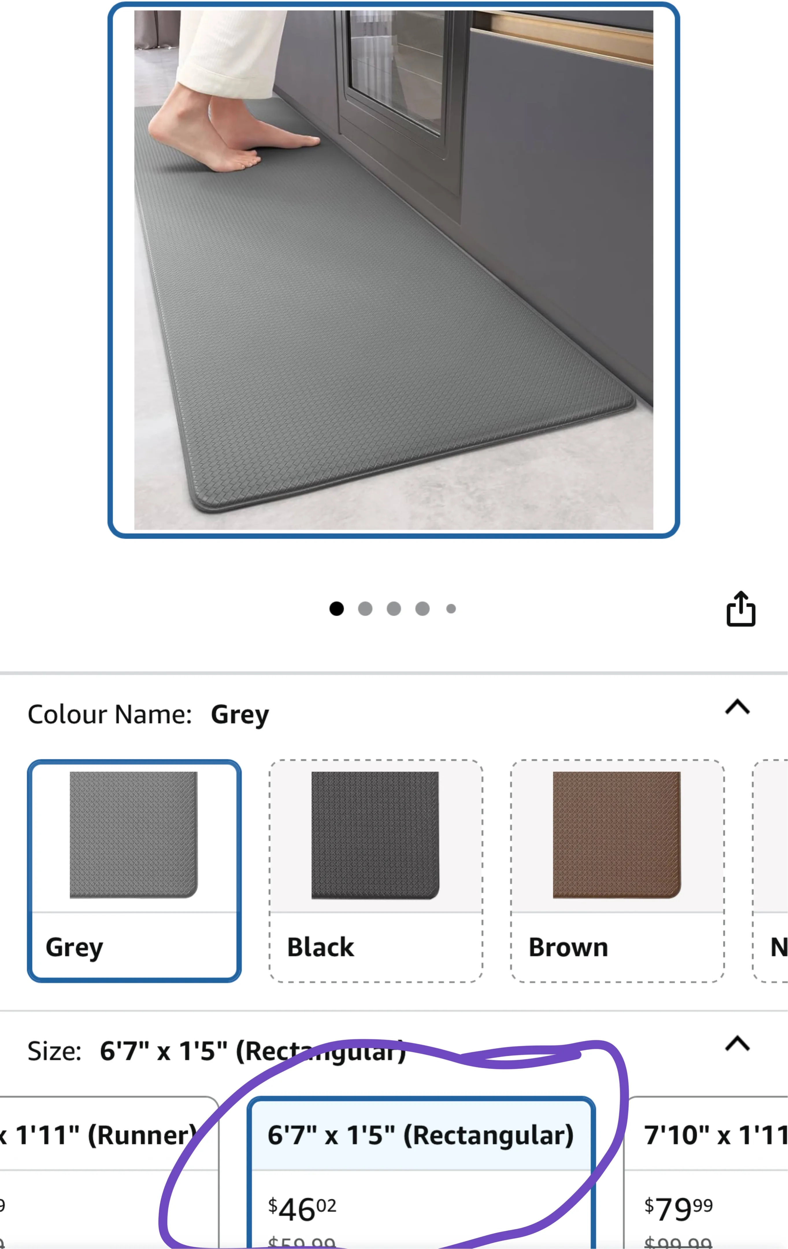 Rectangular Kitchen Mat - 6'7" x 1'5" thumbnail