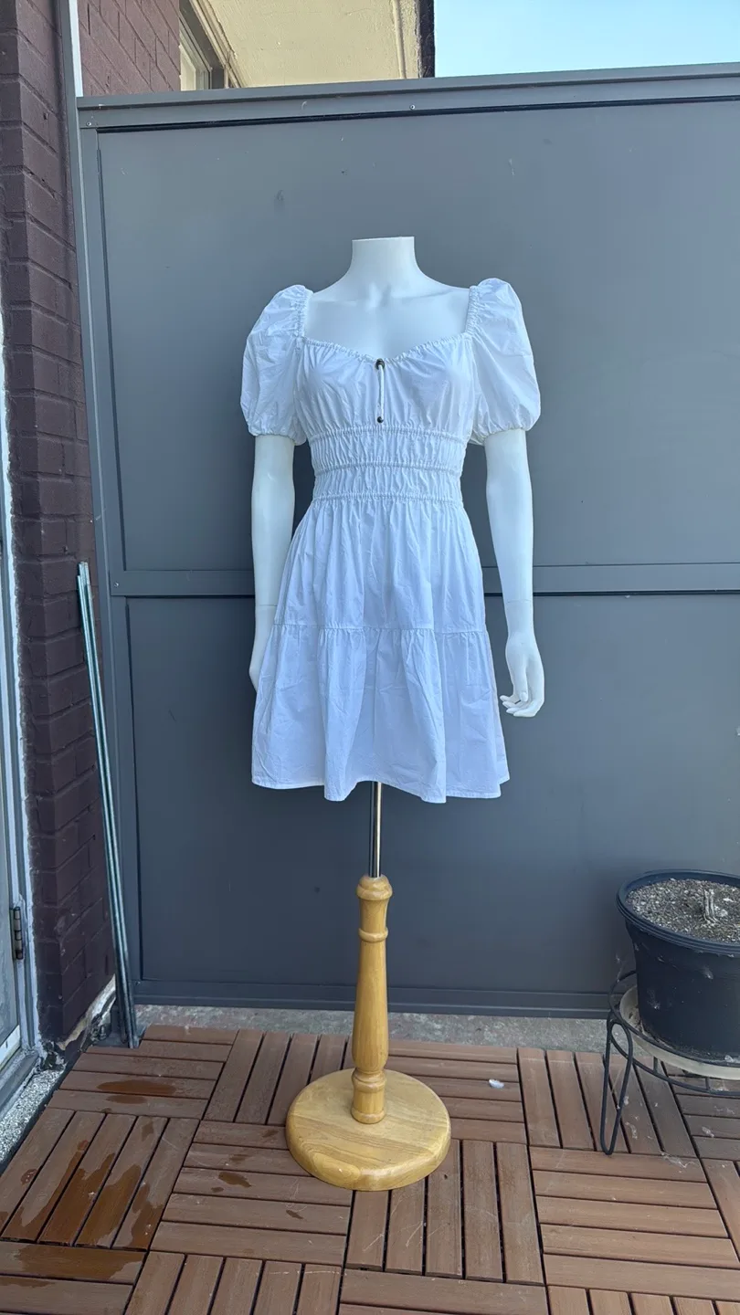 Pinko White Puff Sleeve Mini Dress thumbnail