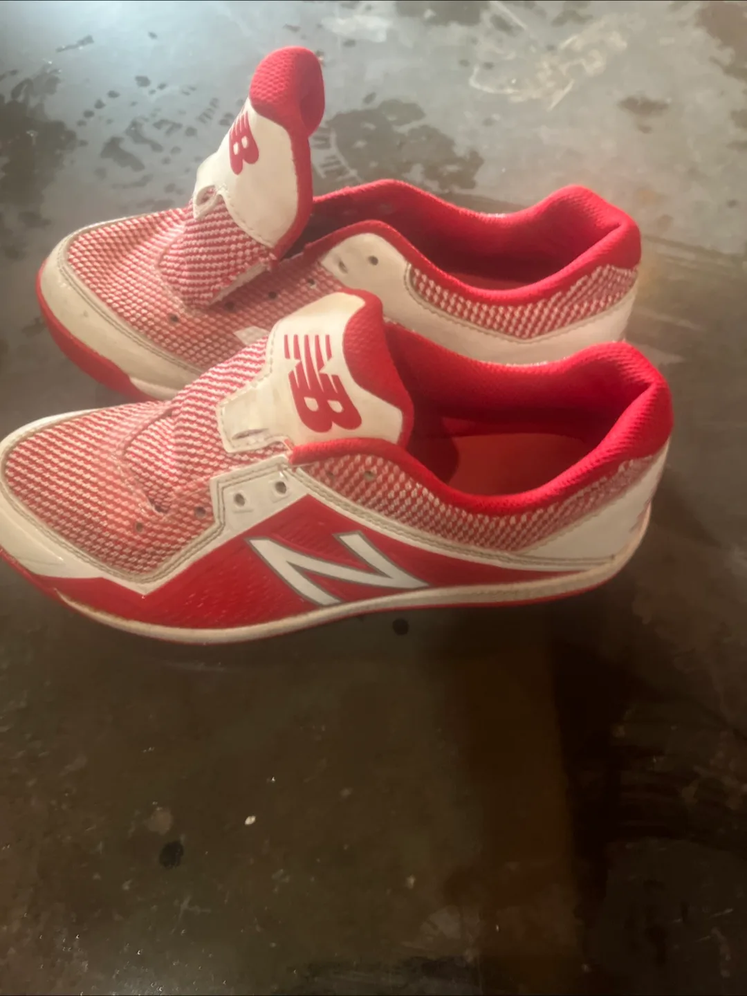 New Balance Red & White Turf Shoes size 4 image indicator(2)