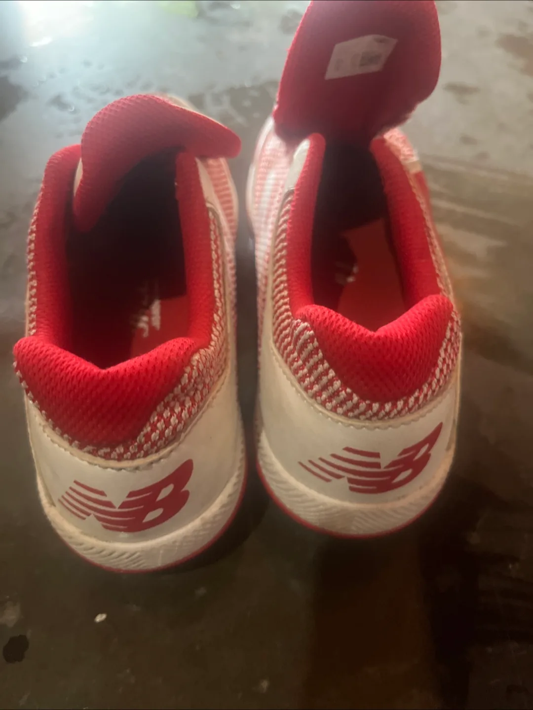 New Balance Red & White Turf Shoes size 4 image indicator(3)