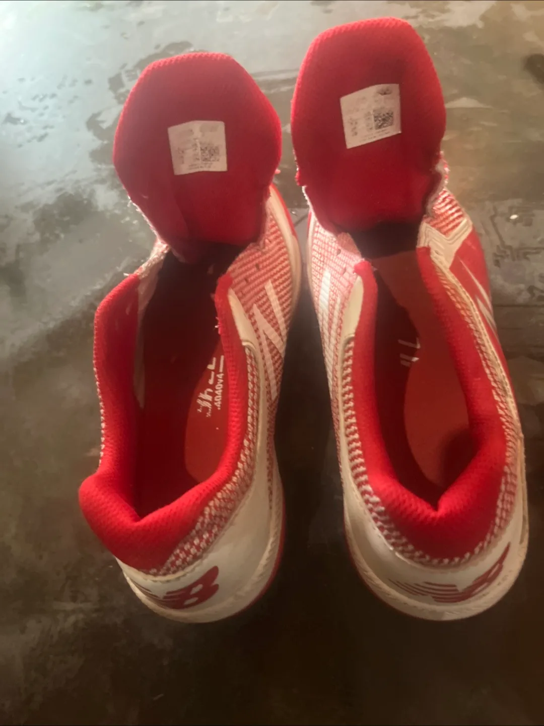 New Balance Red & White Turf Shoes size 4 image indicator(5)