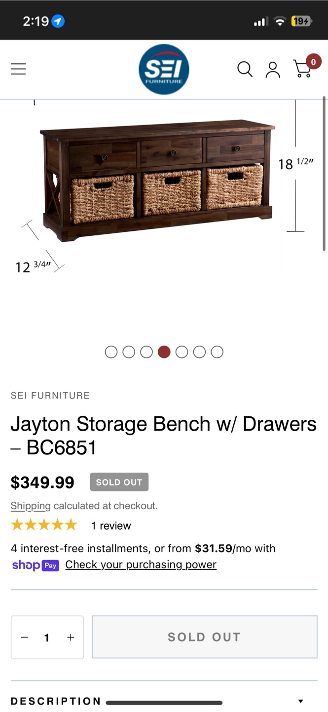 Wood TV Stand/Bench/Storage Basket w/ Drawers and Wicker Baskets - photo 4