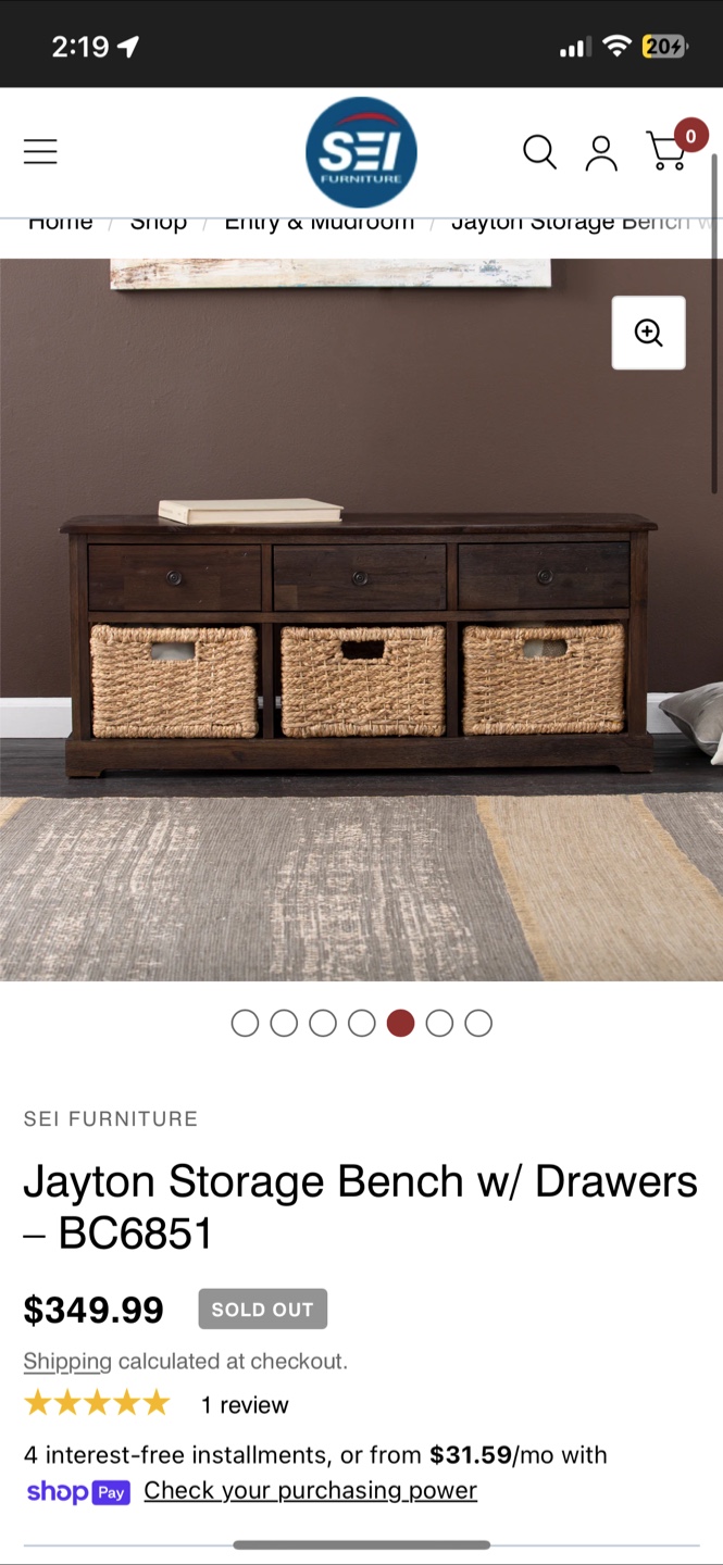Wood TV Stand/Bench/Storage Basket w/ Drawers and Wicker Baskets - photo 5