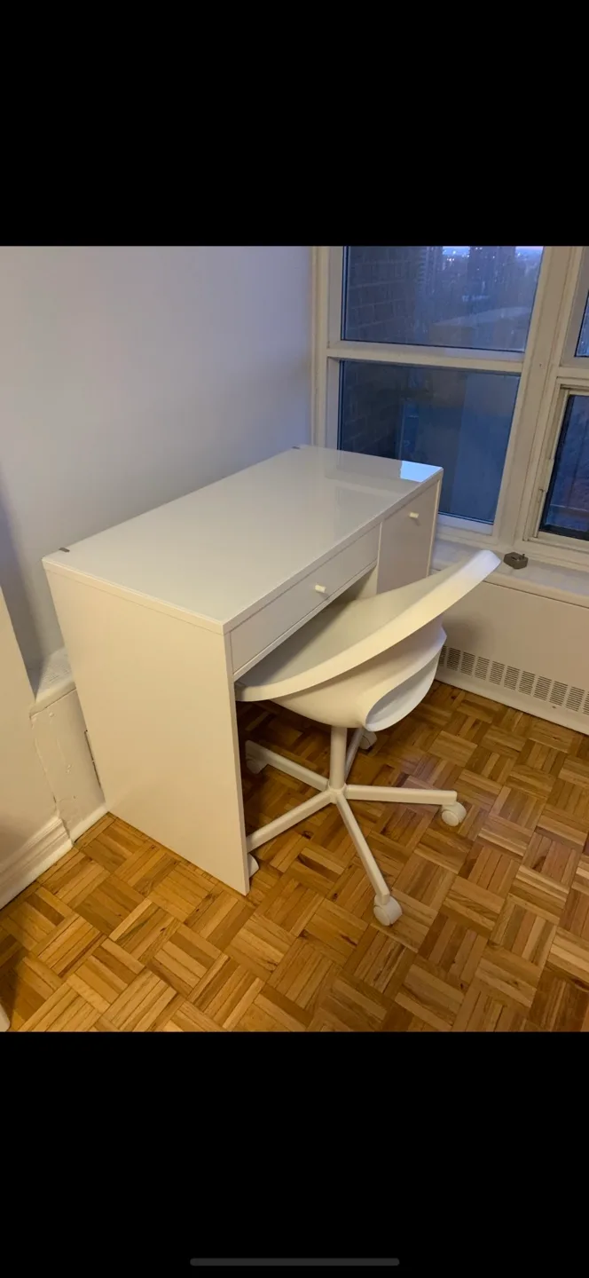 IKEA White Desk and Chair Set thumbnail