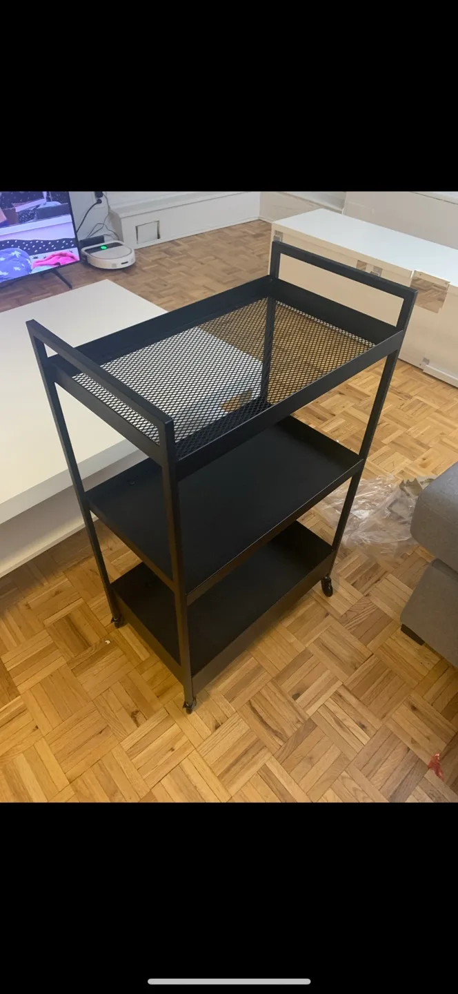 IKEA Black Rolling Cart with 3 Shelves thumbnail