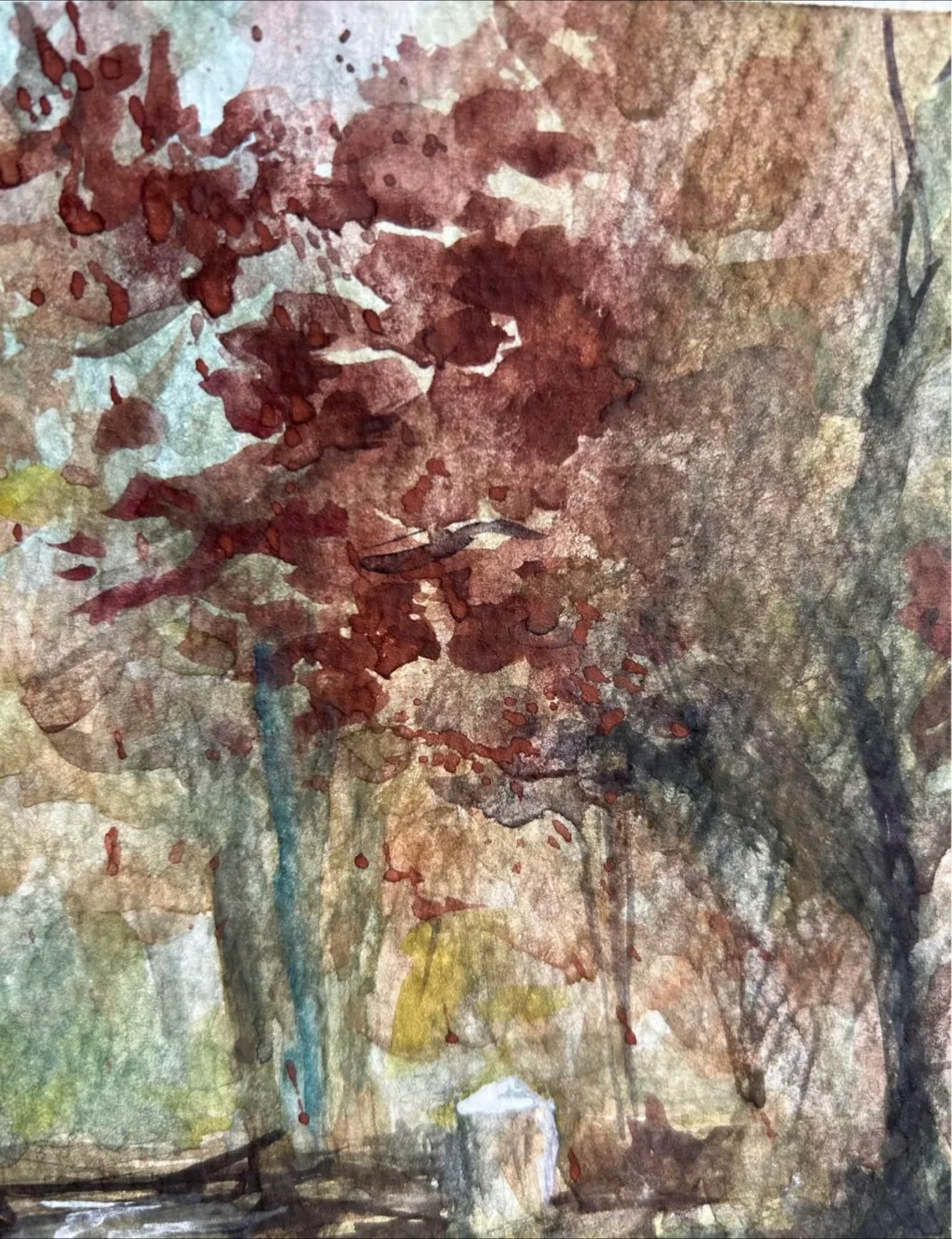 “Autumn in the Park” Original Watercolor painting image indicator(3)