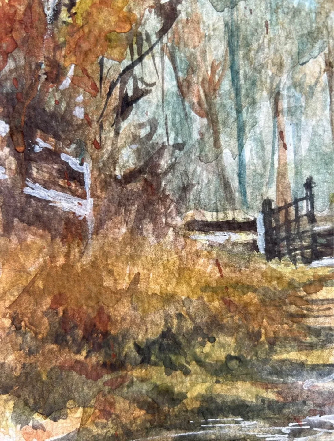 “Autumn in the Park” Original Watercolor painting image indicator(5)