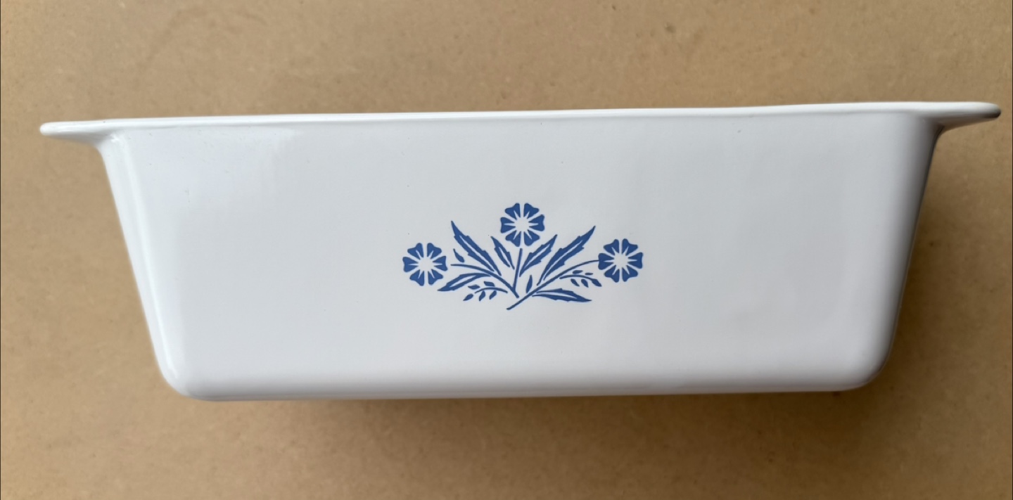 Vintage cornflower blue Corningwear bread pan