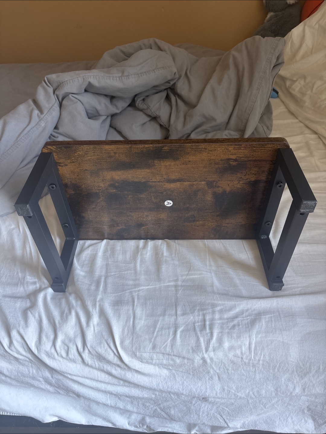 Rustic Brown Bed Desk with Metal Legs - photo 2