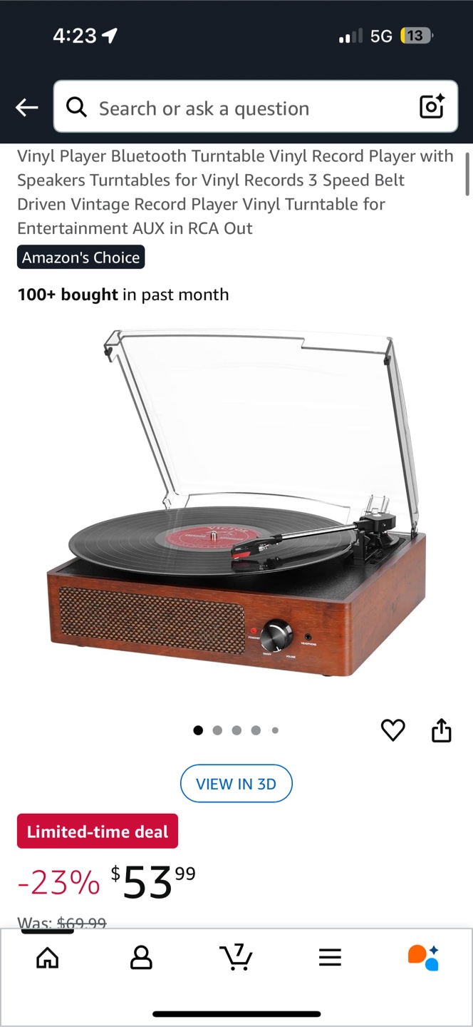Vinyl Record Player Turntable with Speakers