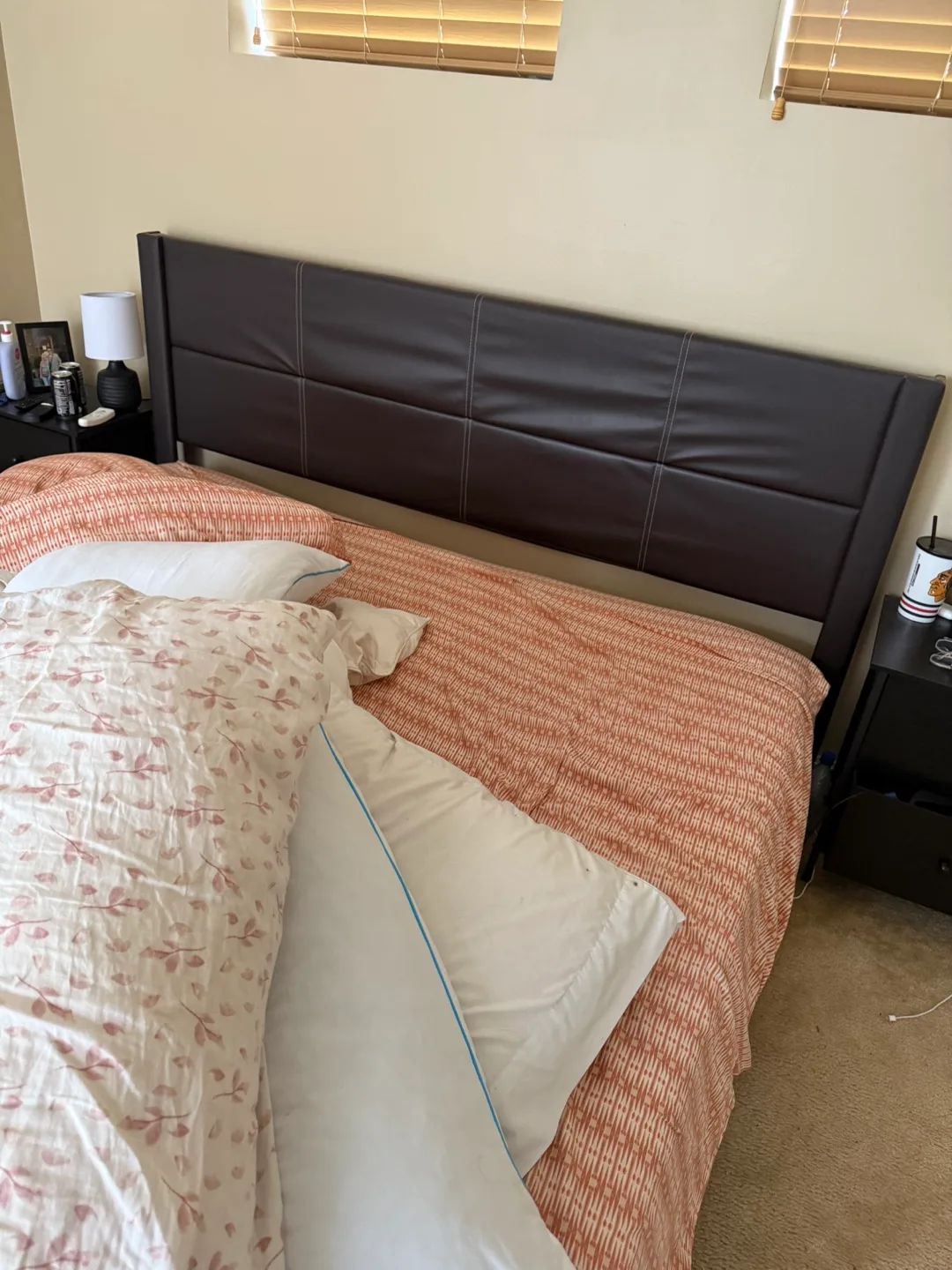Upholstered Low Profile King Bed - Brown thumbnail